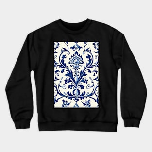 Floral Garden Botanical Print with Delft Blue and White Crewneck Sweatshirt